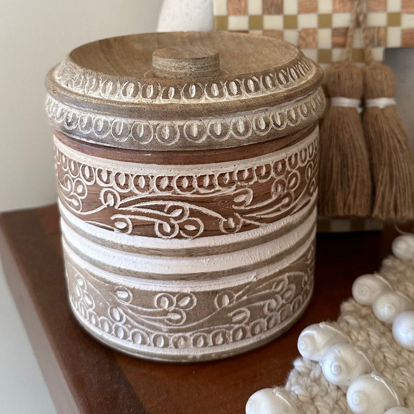 Wooden Trinket Box | White Washed