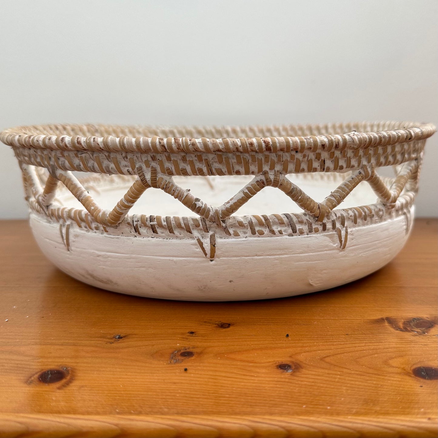 Sylvie Wood and Rattan Rustic Bowl | 3 Sizes | Style 4