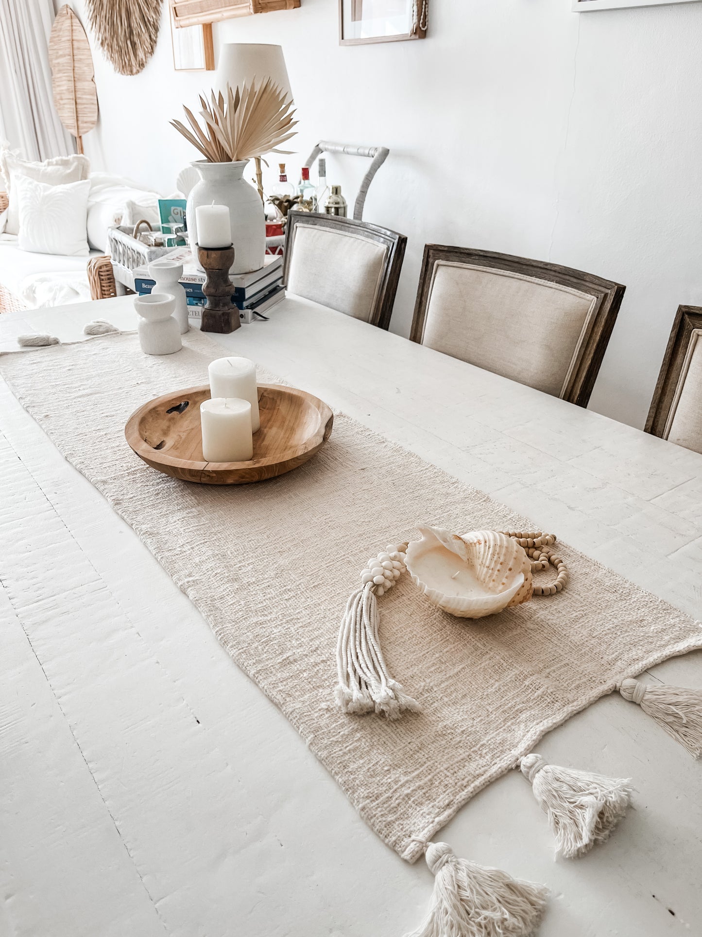 Islands Natural Cotton Table Runner | TASSELS