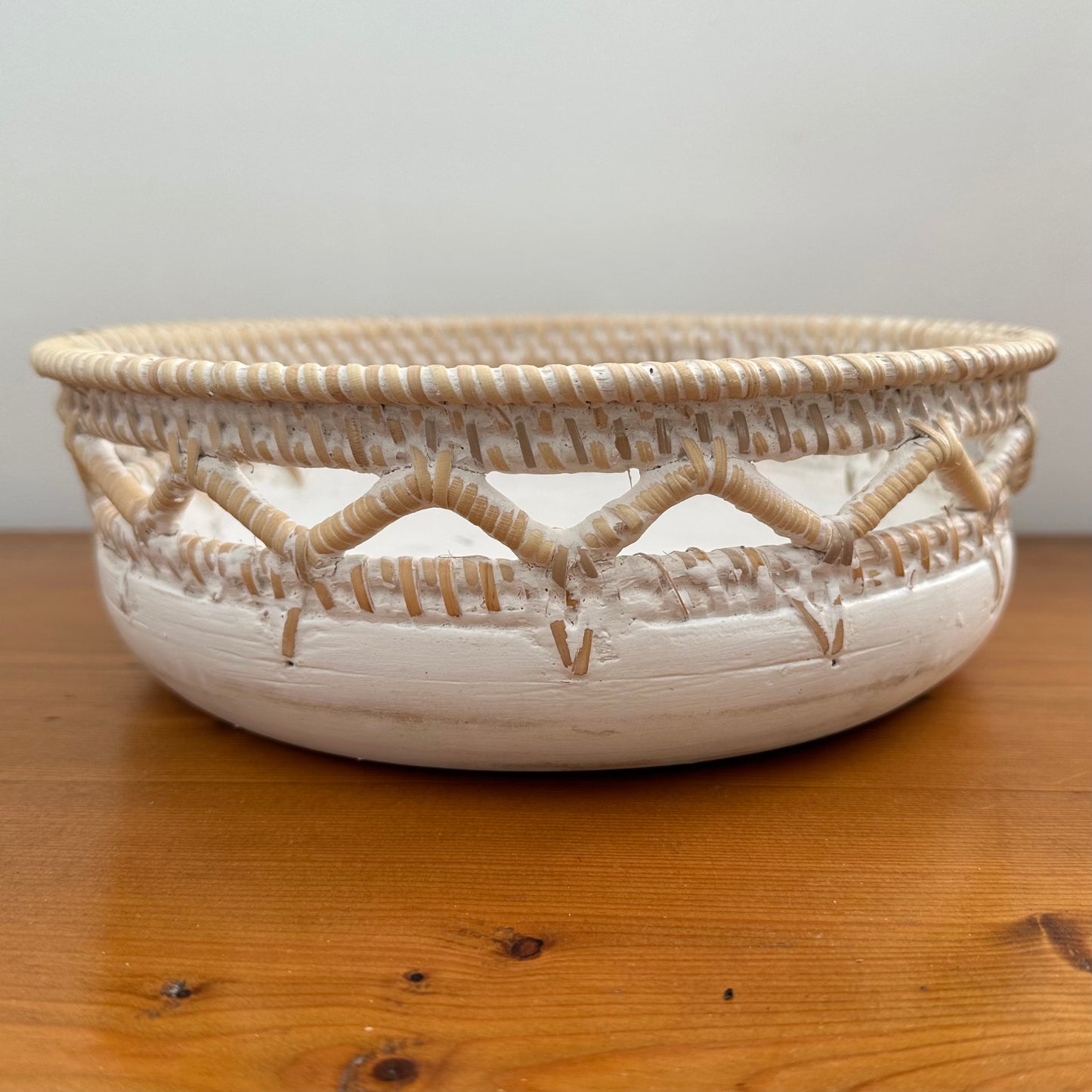 Sylvie Wood and Rattan Rustic Bowl | 3 Sizes | Style 4