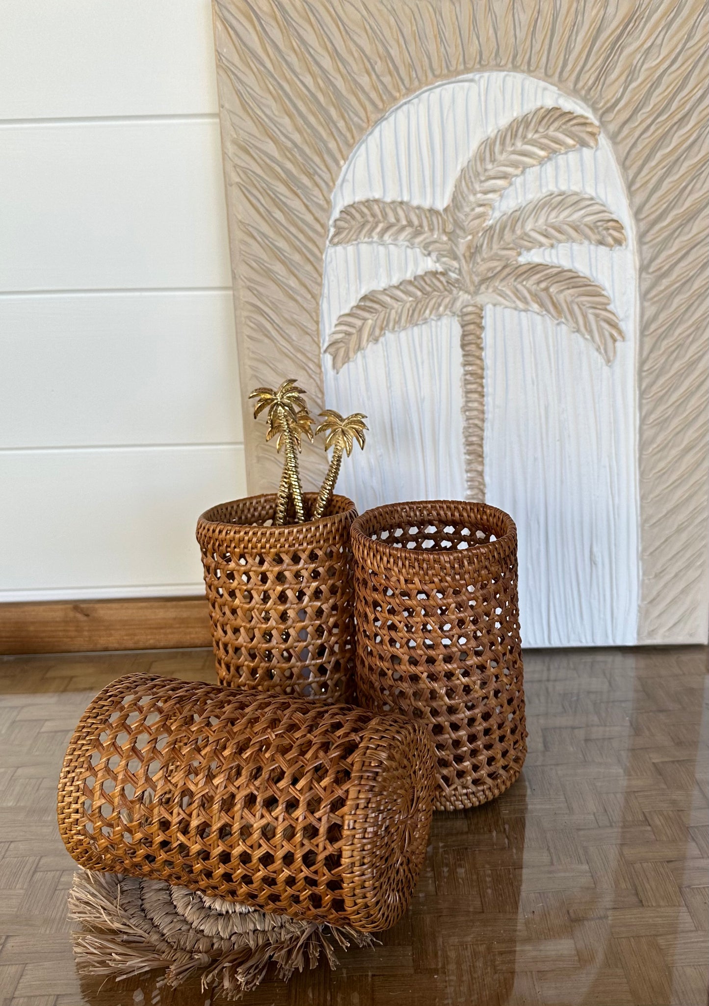 Rattan Multi Holder/Caddy | Honey Tan