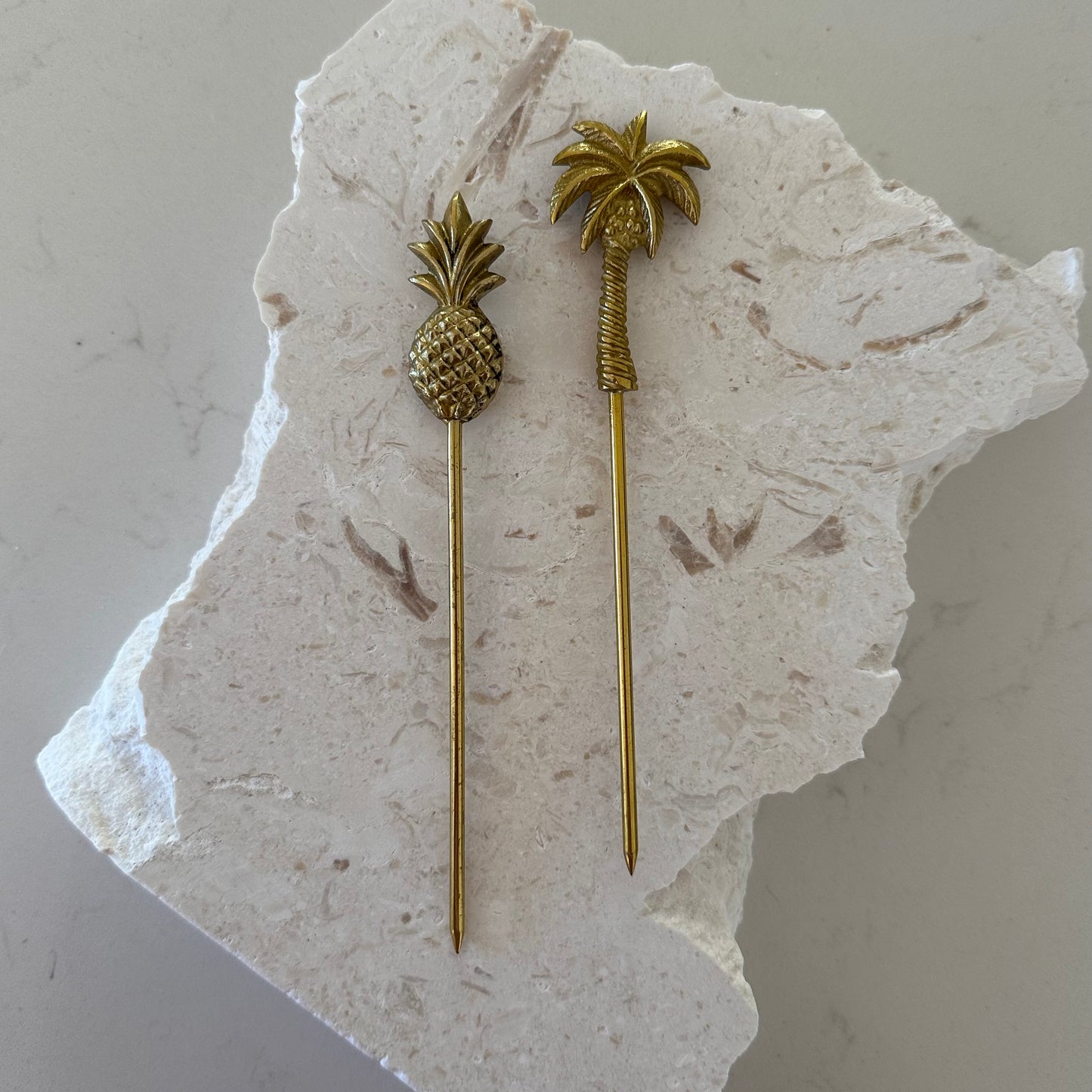 Brass Cocktail Skewer | Pineapple | Palm Tree