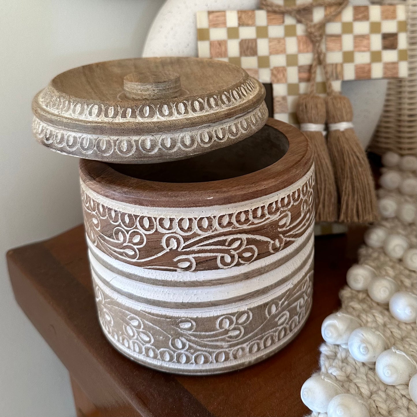 Wooden Trinket Box | White Washed