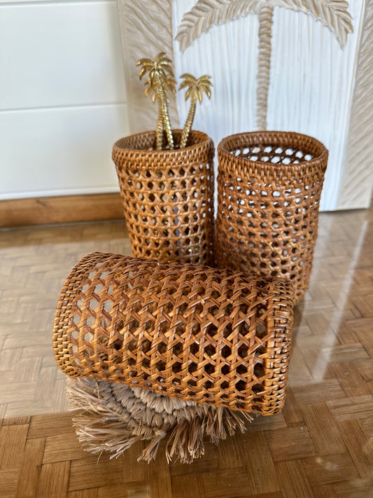 Rattan Multi Holder/Caddy | Honey Tan