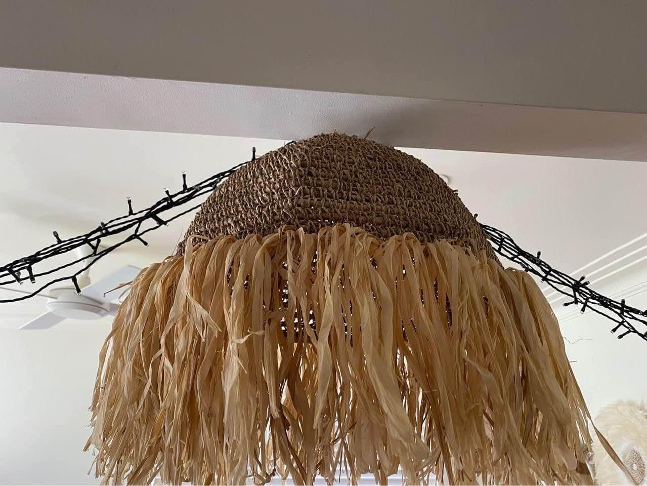 Natural Pendant with Fringe | Round | Small