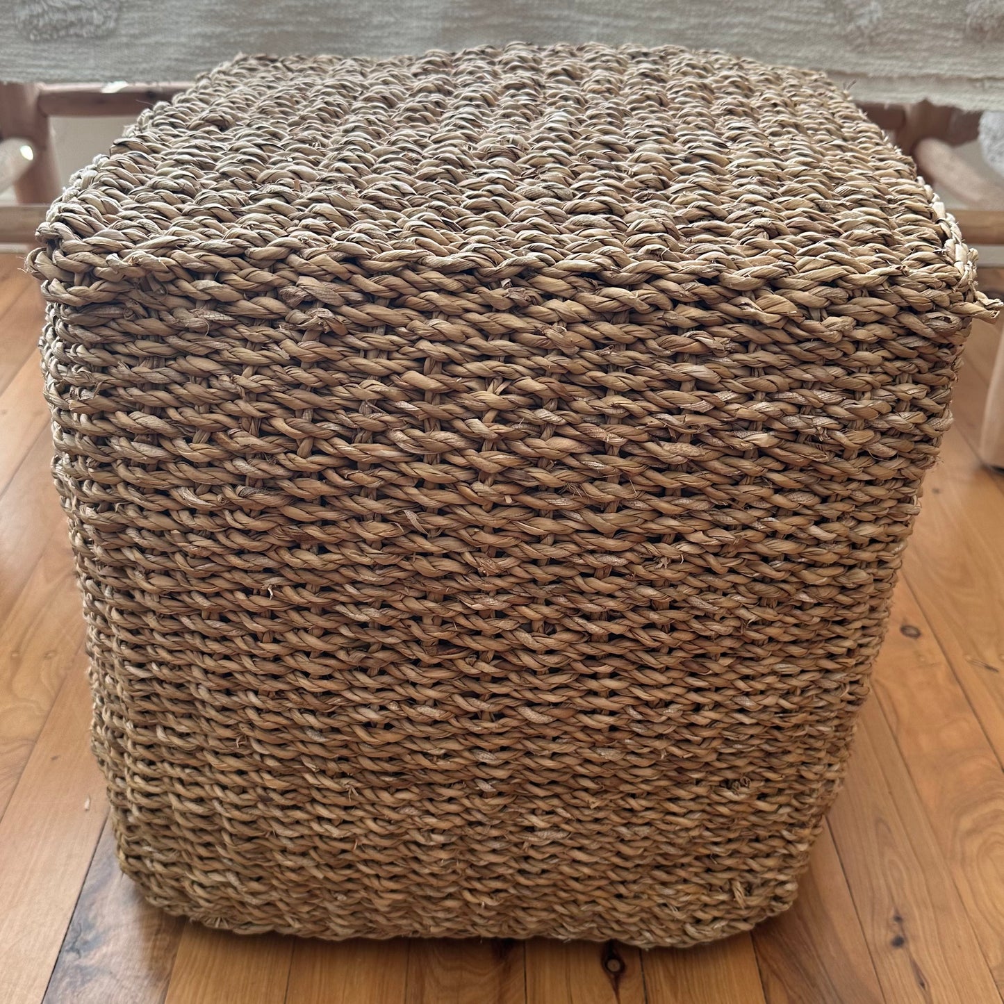 Natural Seagrass Pouffe | Woven