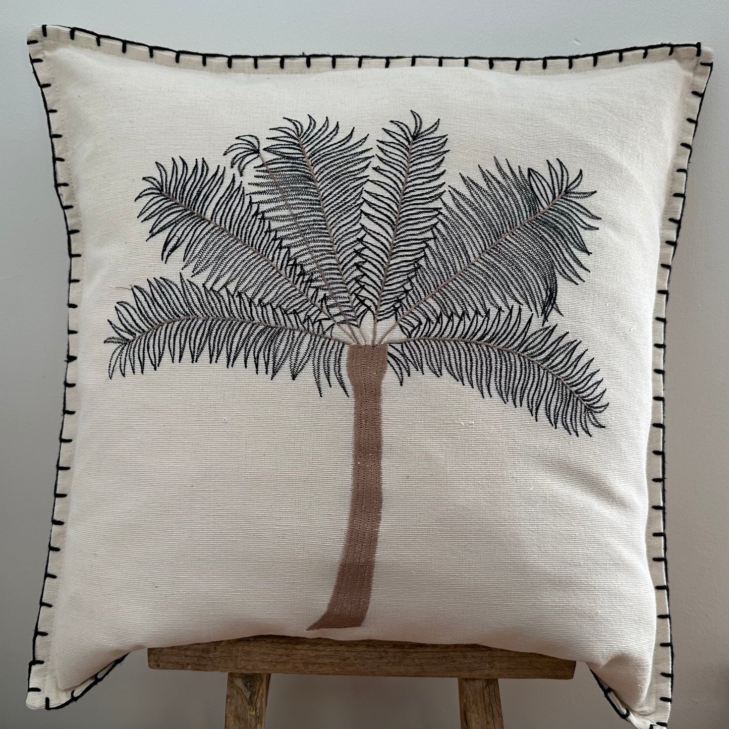 Nusa Dua Coastal Palm Cushion Cover | Ivory | Stitching | 3 Styles