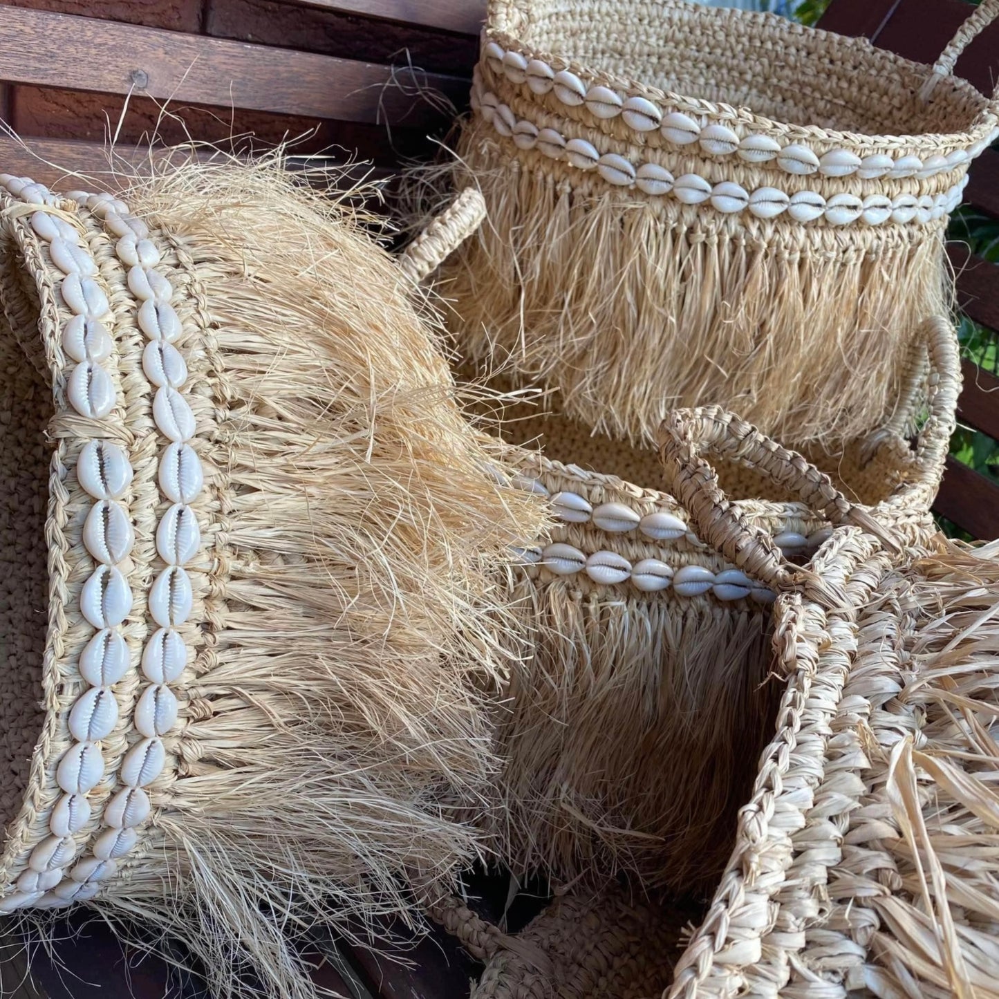 Natural Raffia Basket Fringe | Only 1 LEFT