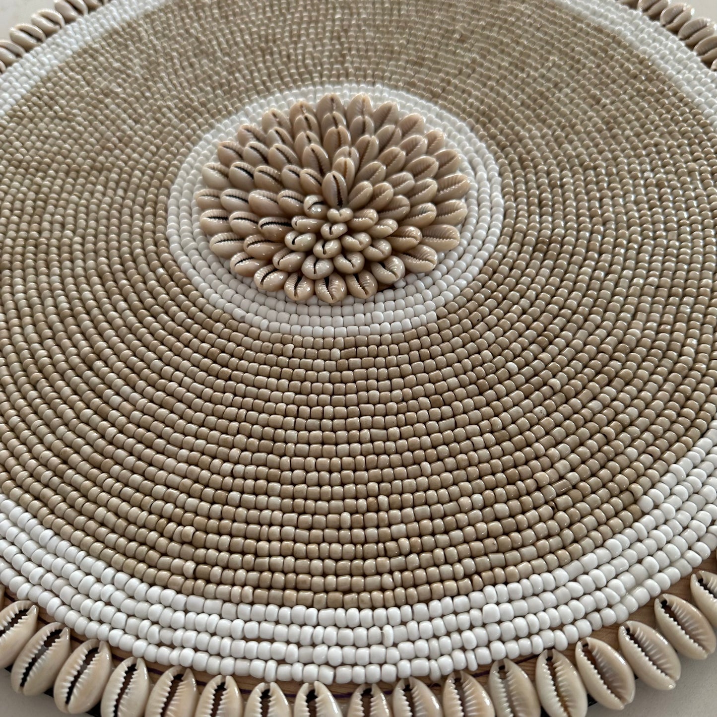 Boho Cowrie Rope and Beaded Wall Hanging | Disk | 35cm