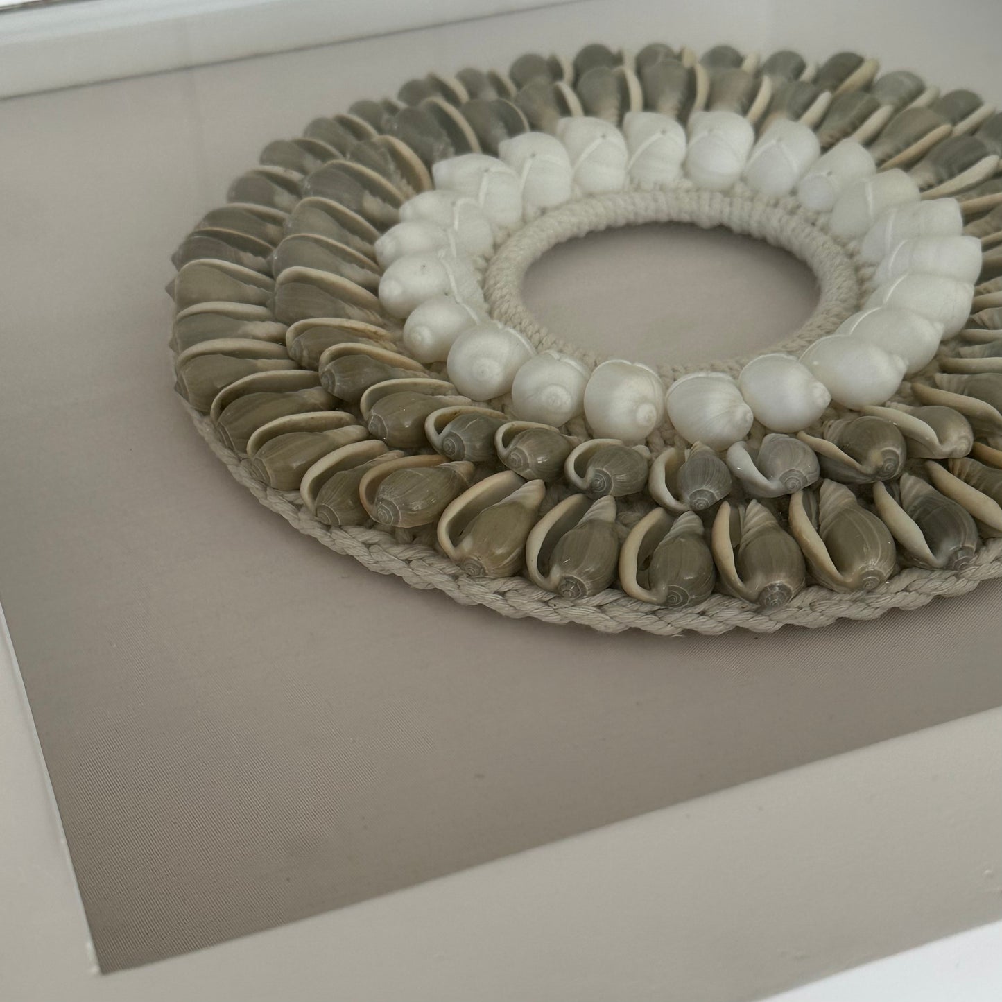 Boho Framed Wall Art | Shell Halo | Grey + Moon Shells