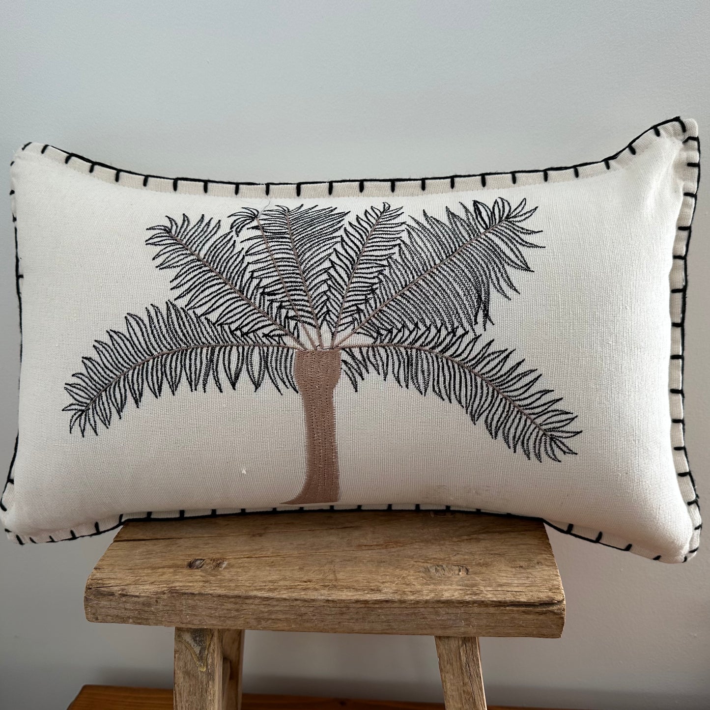 Nusa Dua Coastal Palm Cushion Cover | Ivory | Stitching | 3 Styles