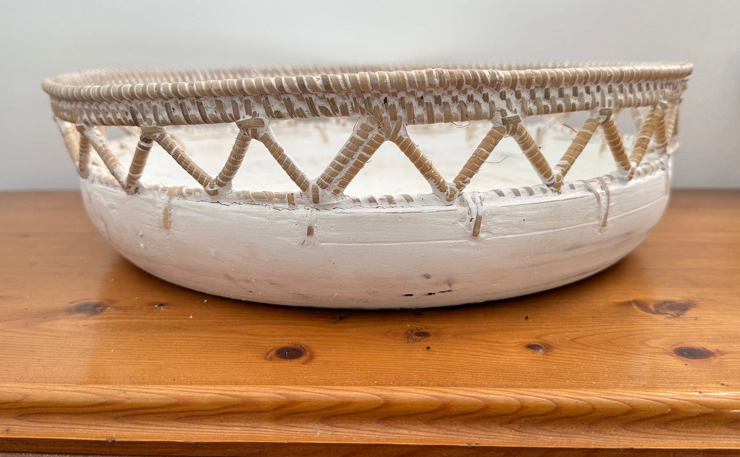 Sylvie Wood and Rattan Rustic Bowl | 3 Sizes | Style 4