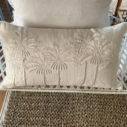 Boho Multi Palms Linen Cushion Cover | Lumbar