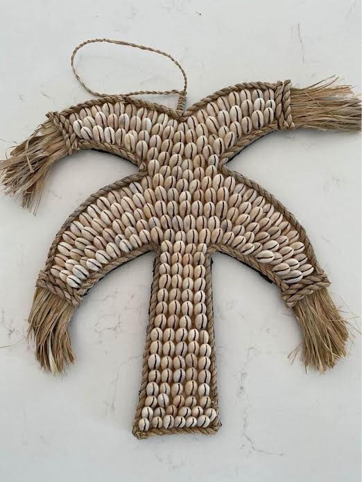 Raffia and Cowrie Palm Tree Wall Hanging