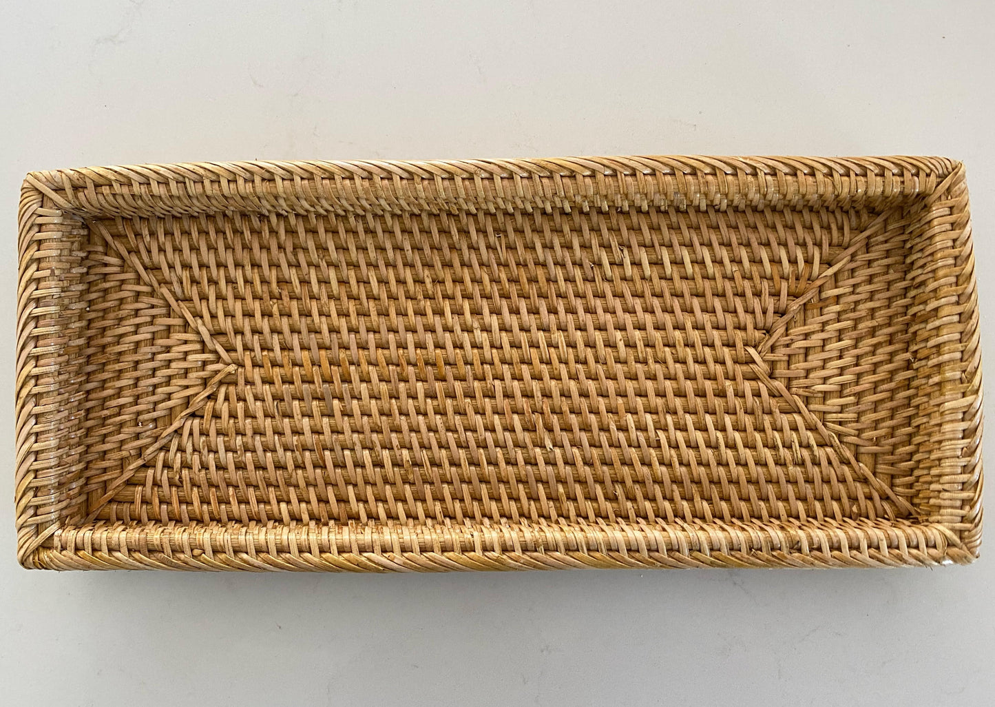 Hamptons Rattan Towel Tray Caddy | Honey/Tan