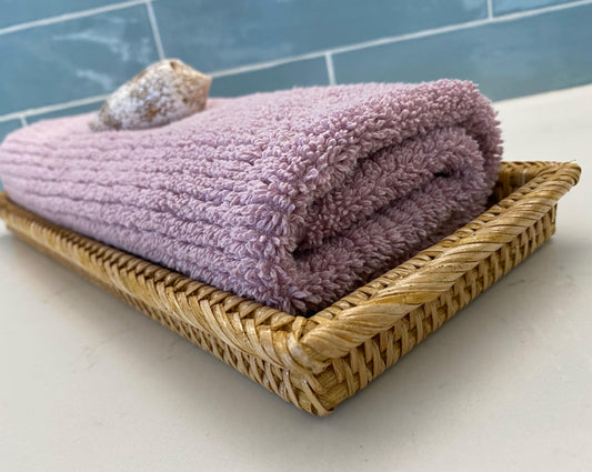 Hamptons Rattan Towel Tray Caddy | Honey/Tan