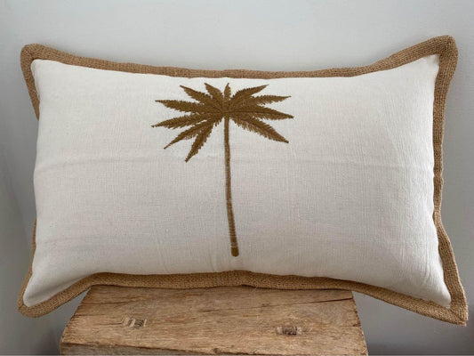 Sanur Cotton Single Palm Cushion Cover | 50cm x 30cm