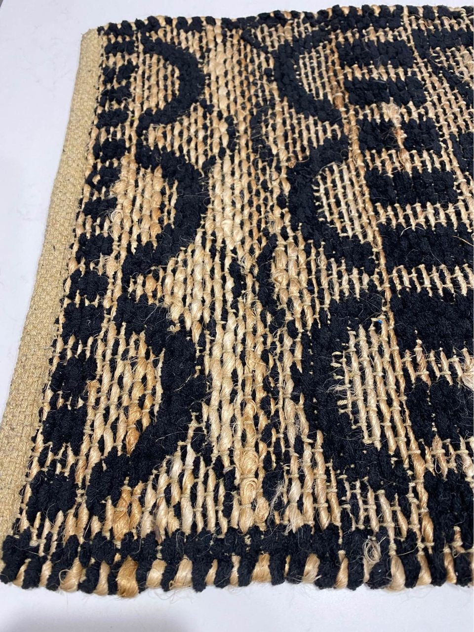 Jute & Chenille Table Runner - Black