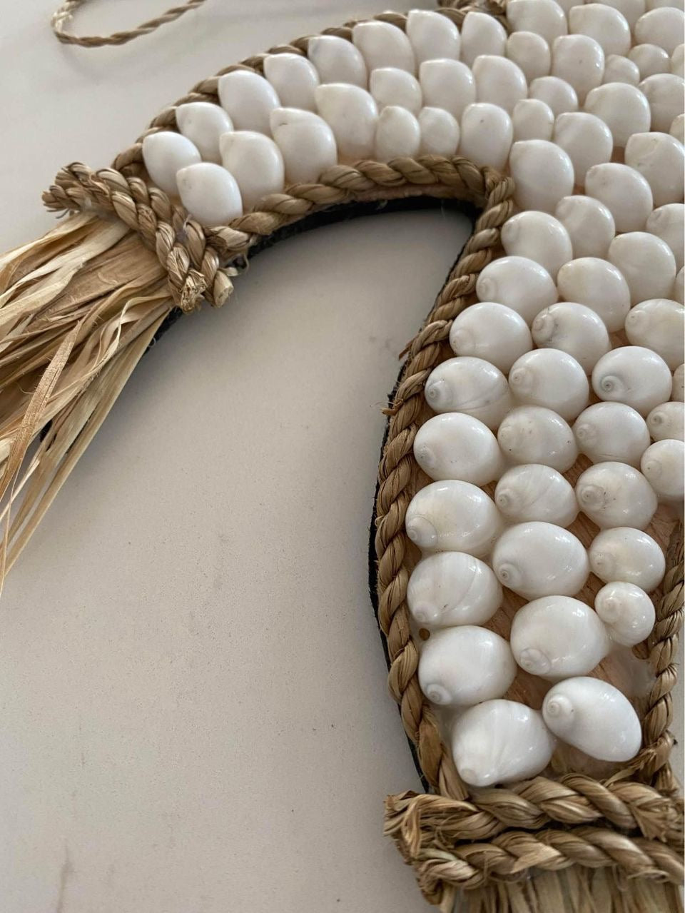 Raffia and Moon Shell Palm Tree Wall Hanging