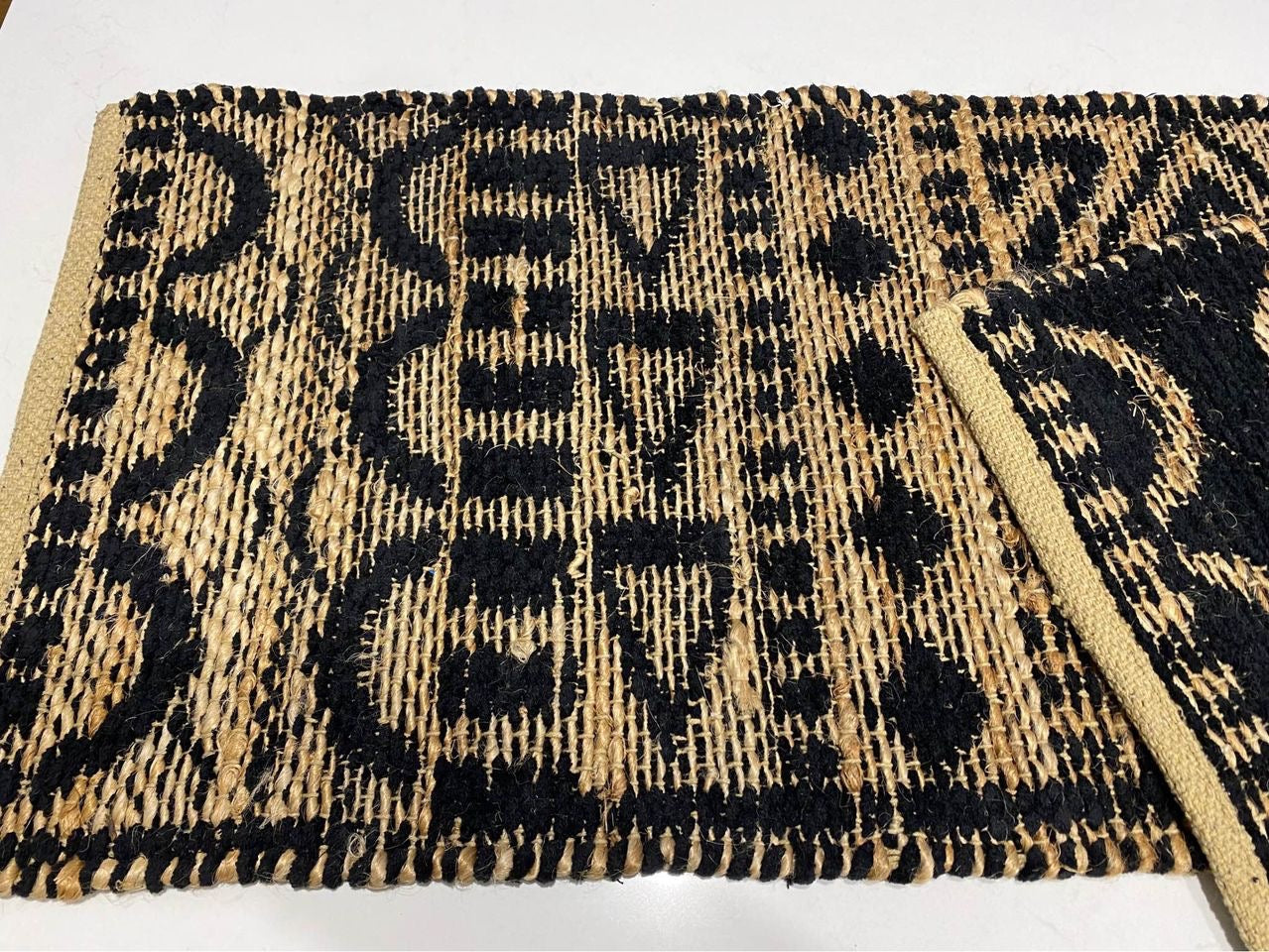 Jute & Chenille Table Runner - Black