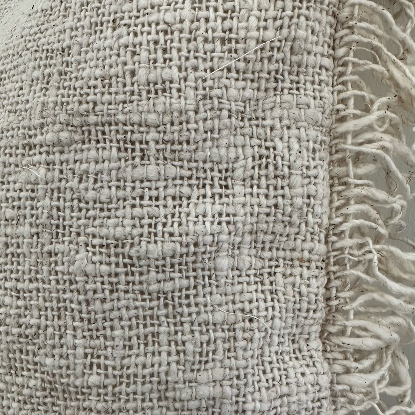 Natural Slub Cotton with Fringe Cushion Cover | WHEAT