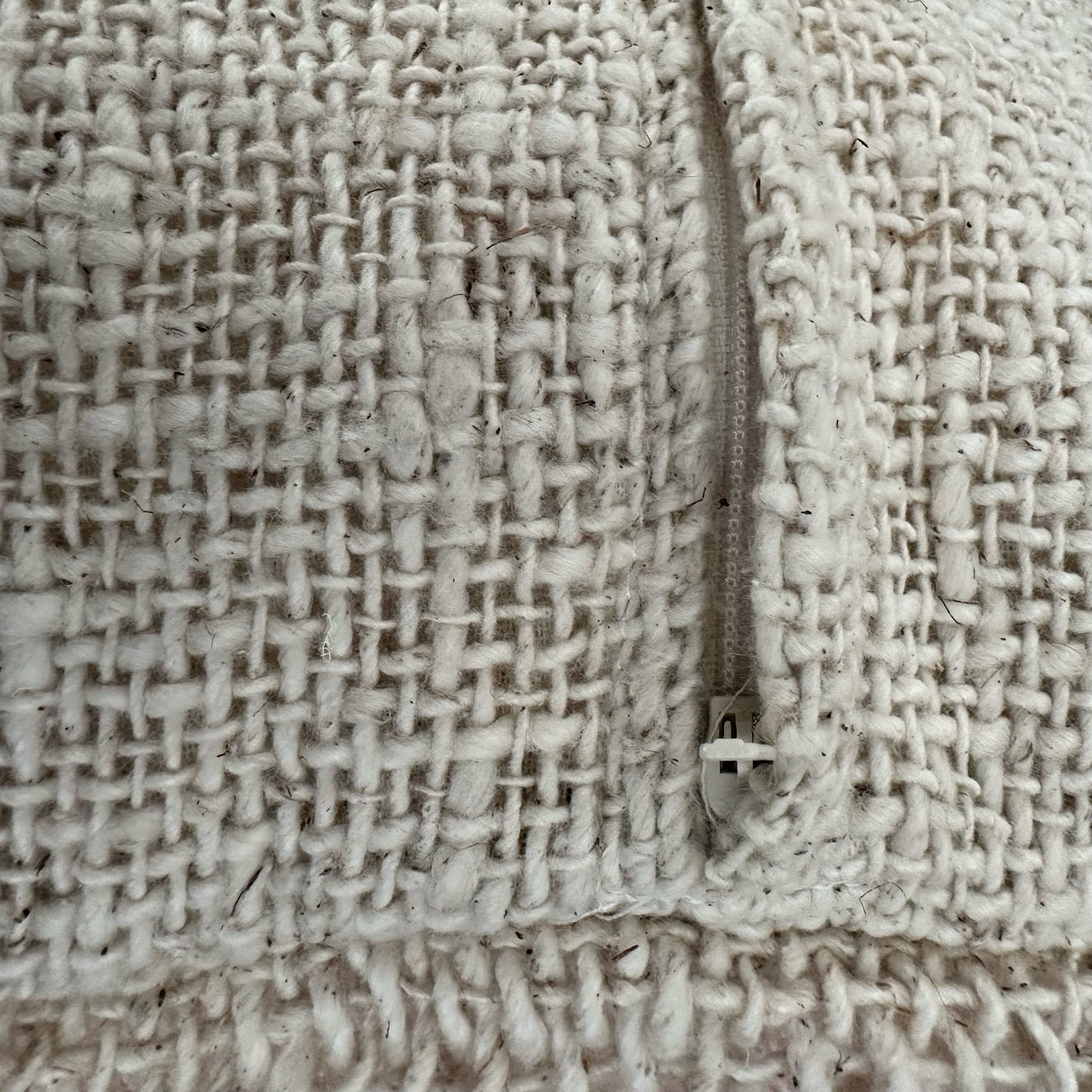 Natural Slub Cotton with Fringe Cushion Cover | WHEAT