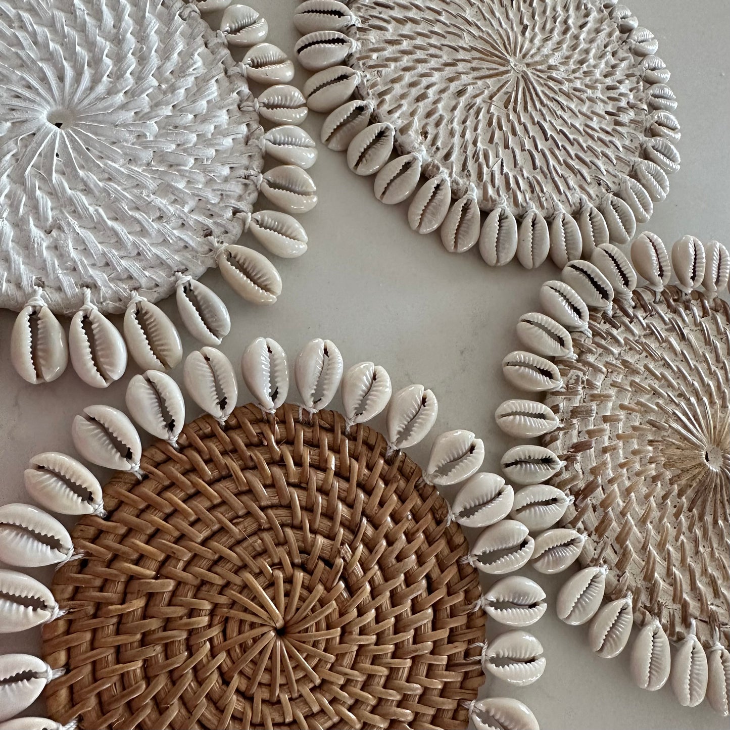 Rattan & Cowrie Shell Coaster