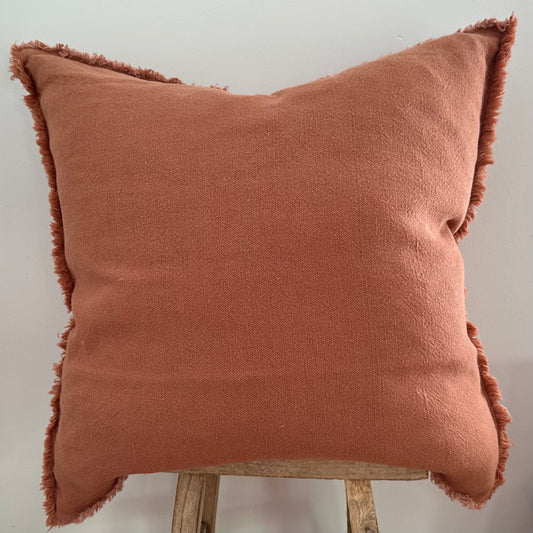 Boho Natural Linen Cushion Cover | RUST