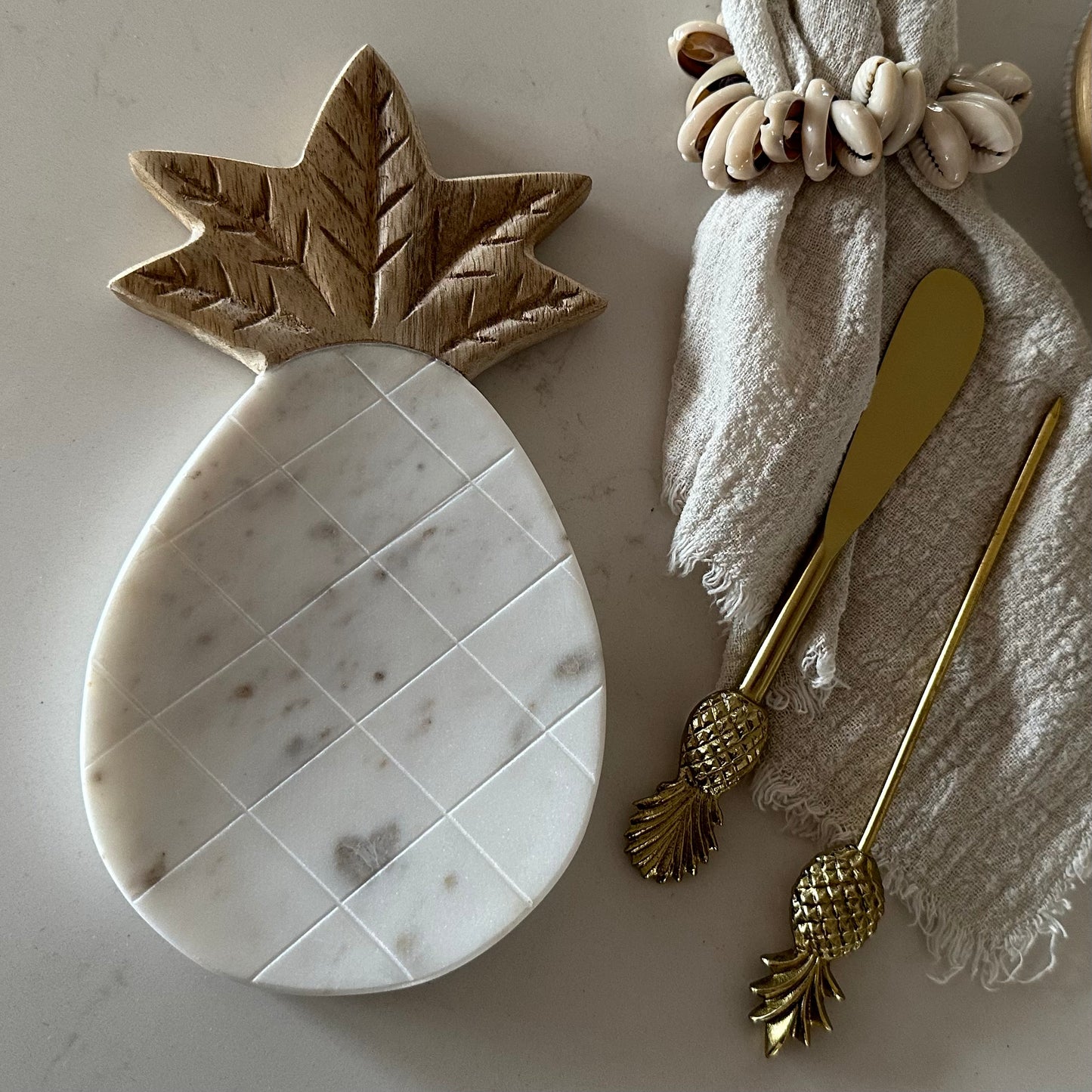 Boho Pineapple Spoon Rest | Marble