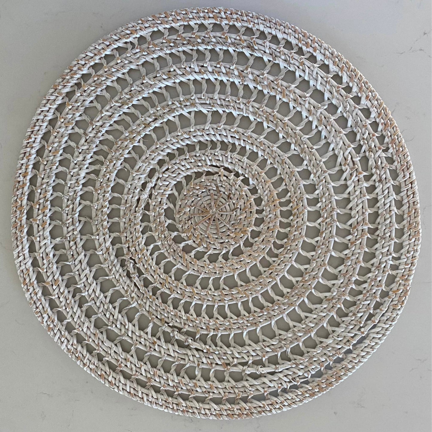 Rattan Placemat 37cm Whitewashed