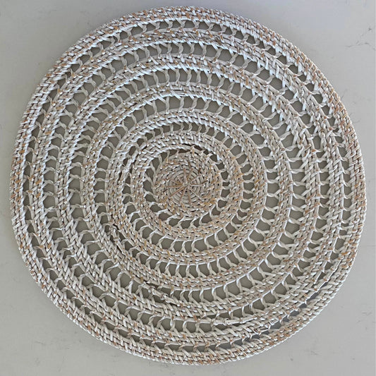 Rattan Placemat 37cm Whitewashed