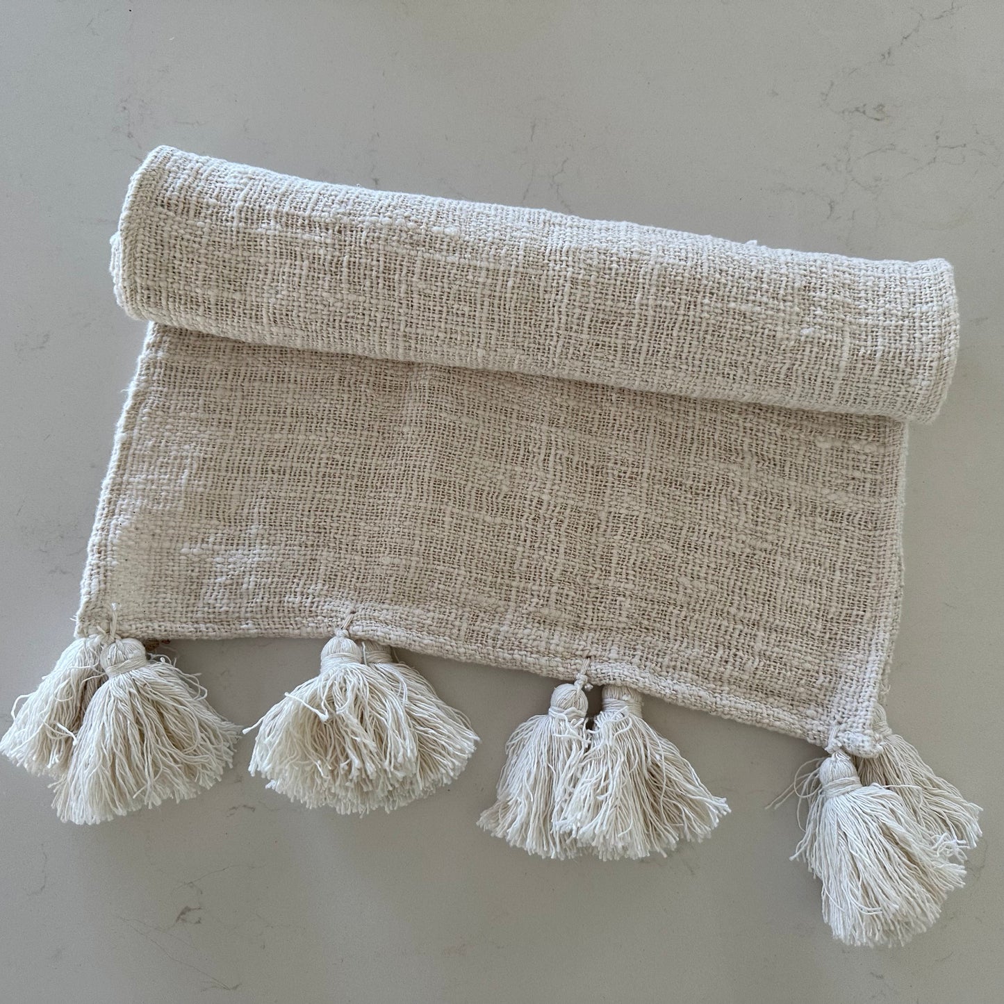 Islands Natural Cotton Table Runner | TASSELS