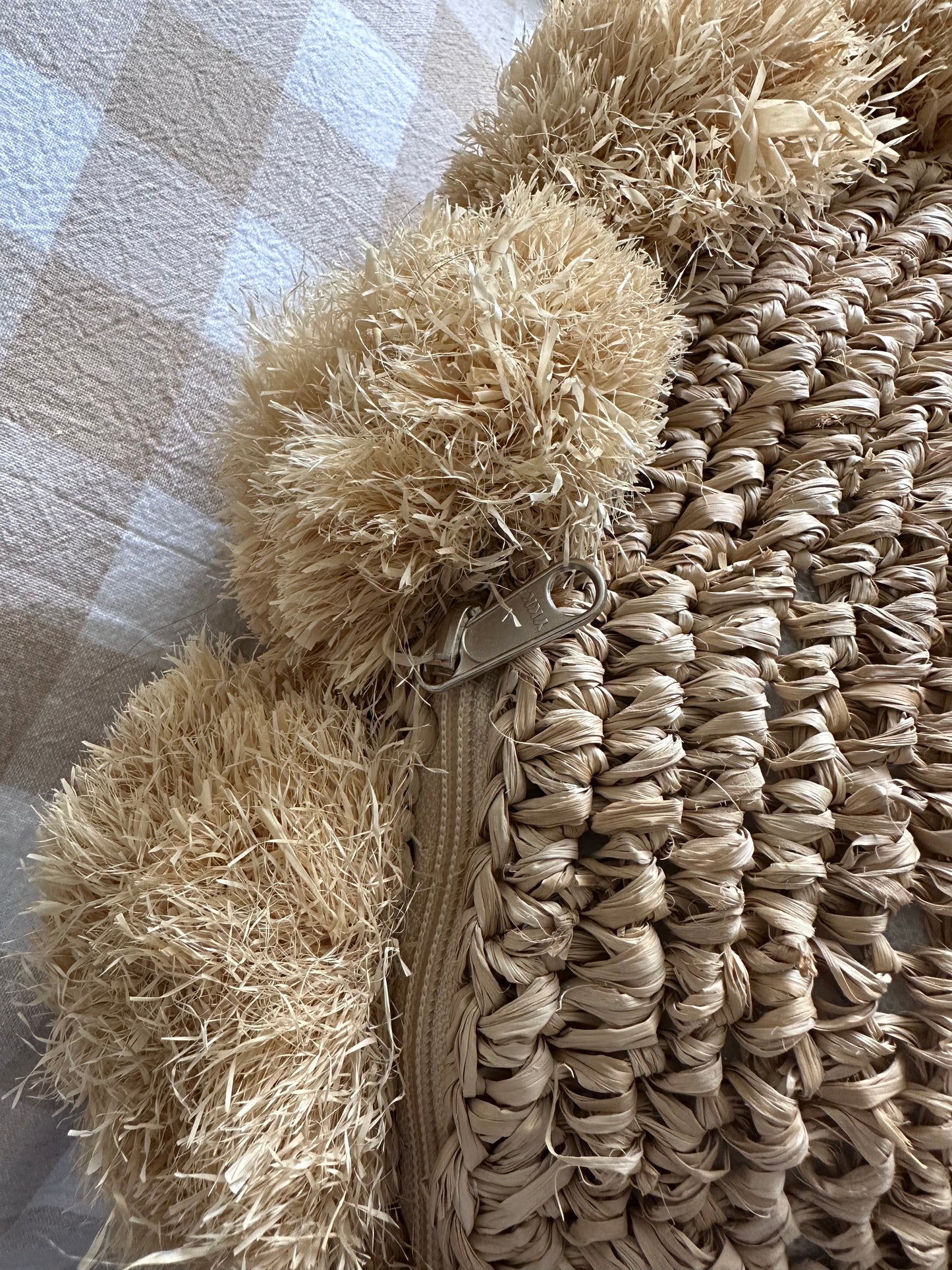 Raffia Cushion Cover | Pom Pom | Natural | Round | Square