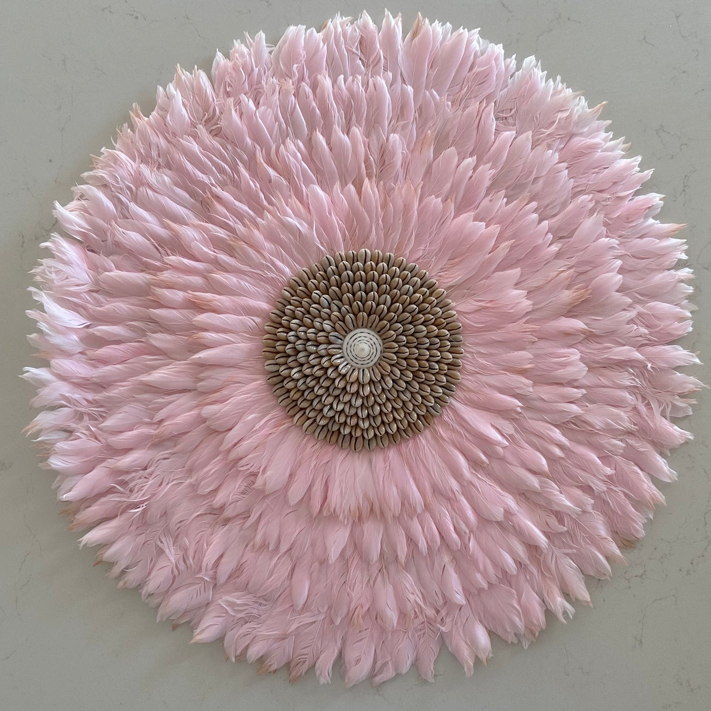 Boho Juju Hat | Baby Pink with Cowrie Shells