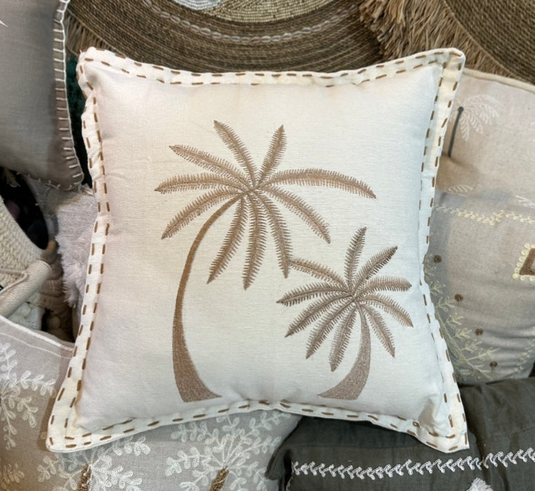 Palms Cushion Cover | Ivory | Stitching | 2 Styles