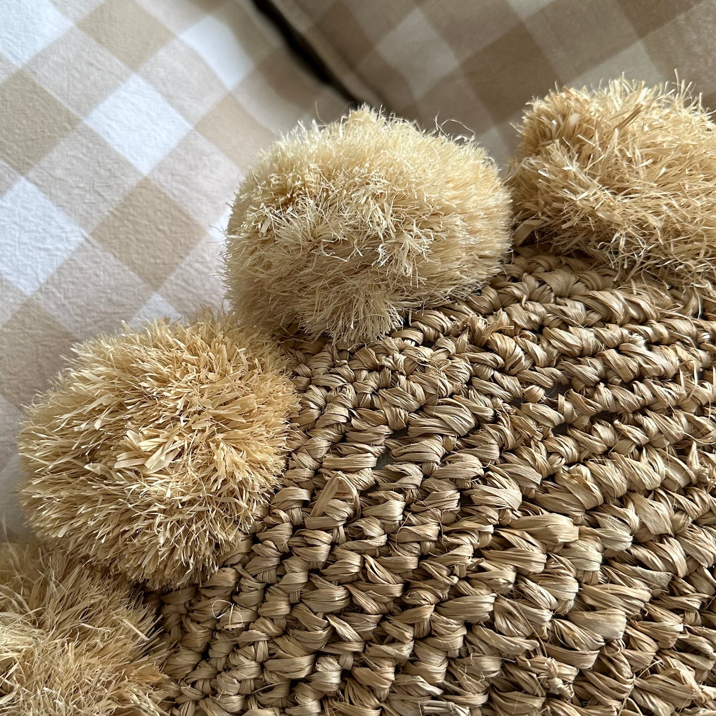 Raffia Cushion Cover | Pom Pom | Natural | Round | Square