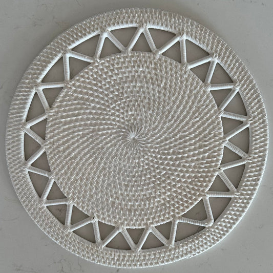 Rattan Placemat 34.5cm White