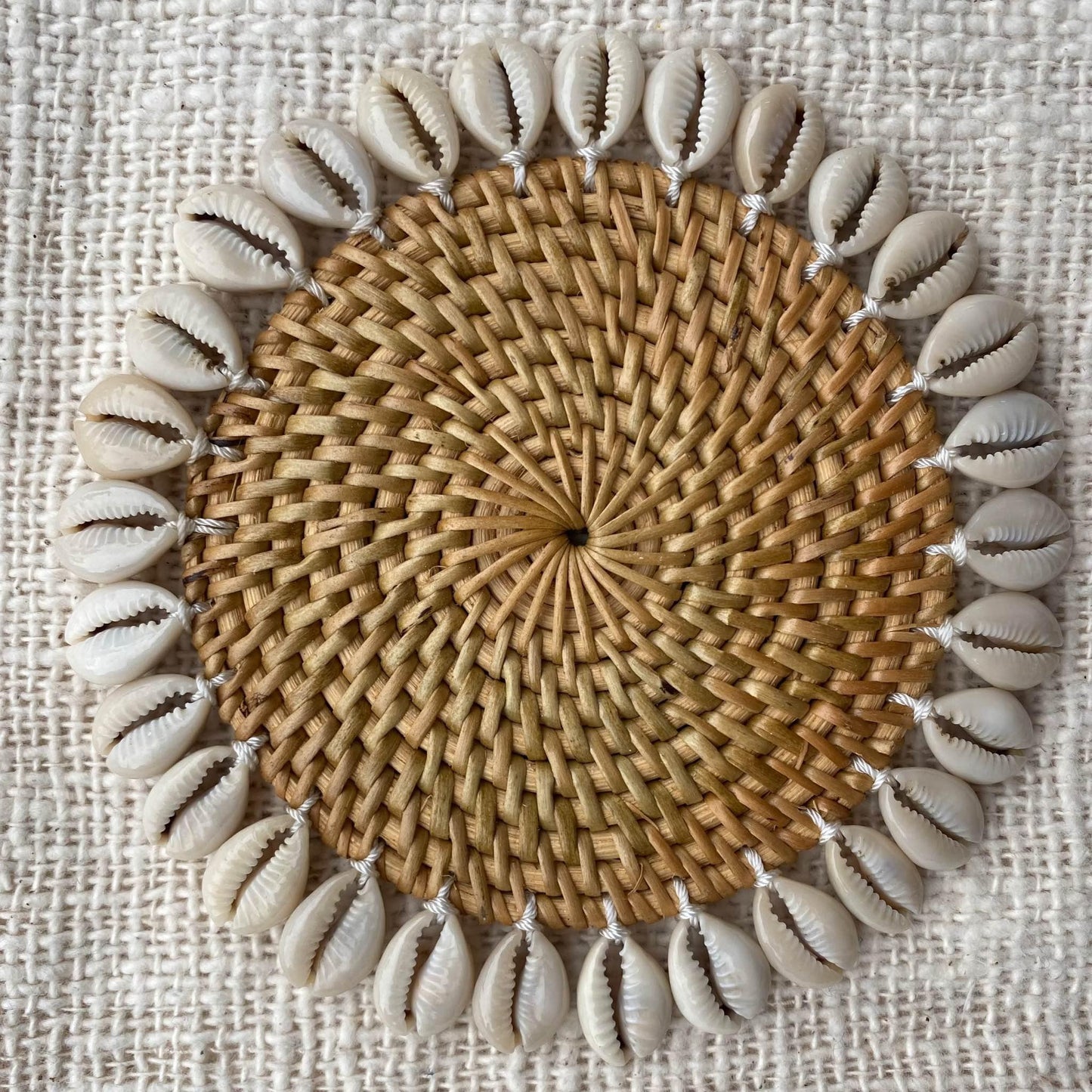 Rattan & Cowrie Shell Coaster