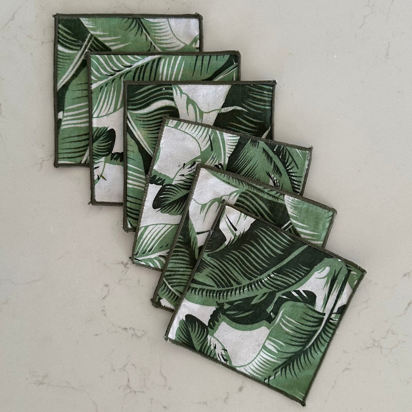 Cotton Drink Coasters Leaf (set of 6)