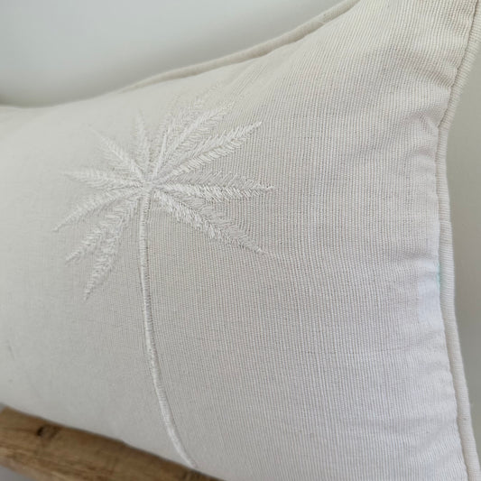 Cotton Double Palm Cushion Cover | IVORY | 50cm x 30cm