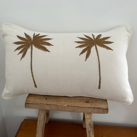 Sanur Cotton Double Palm Cushion Cover | CARAMEL | 50cm x 30cm