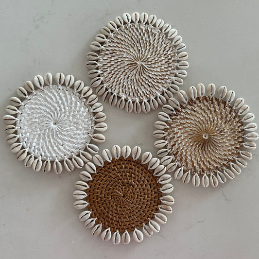 Rattan & Cowrie Shell Coaster