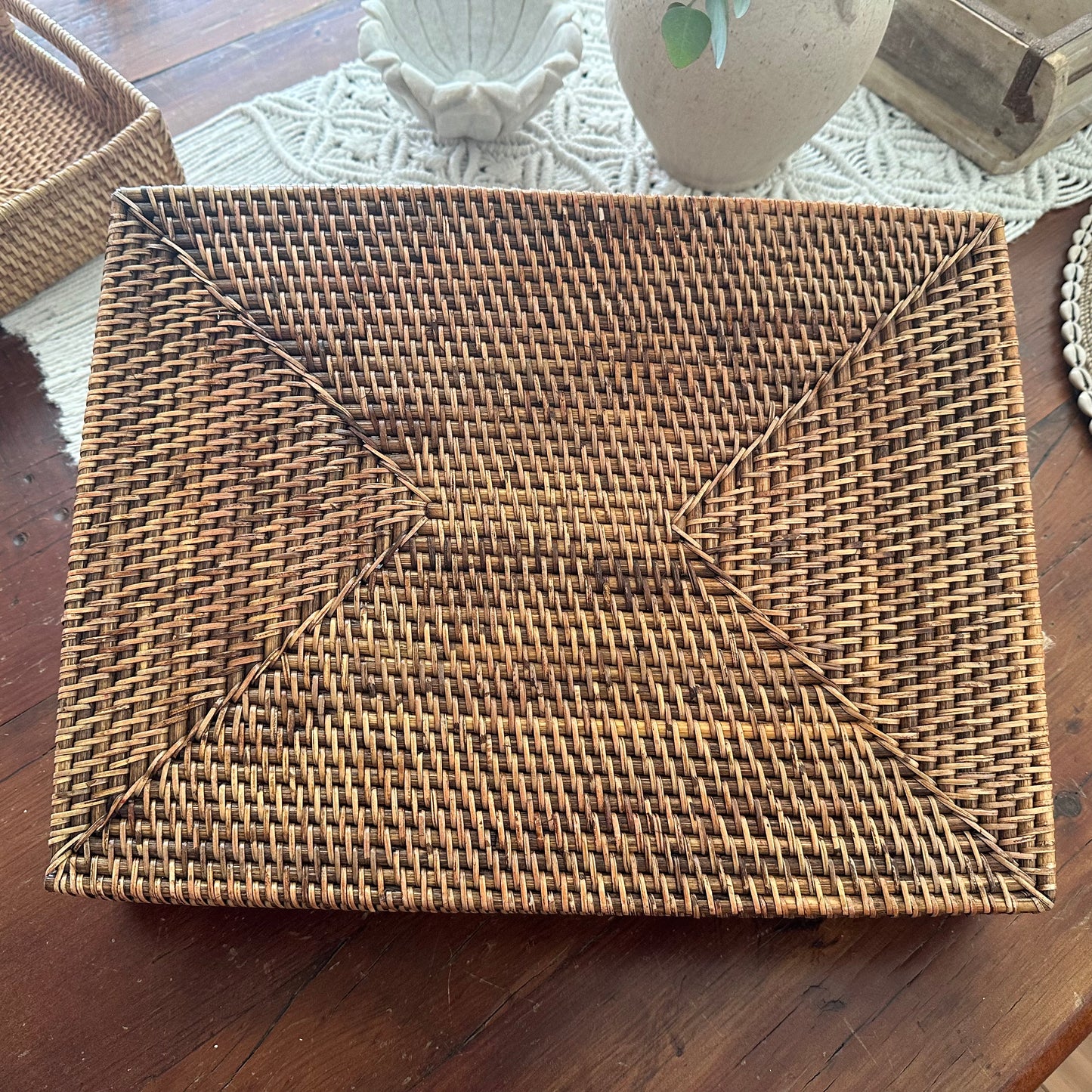 Hamptons Rattan Tray with Handles | LARGE