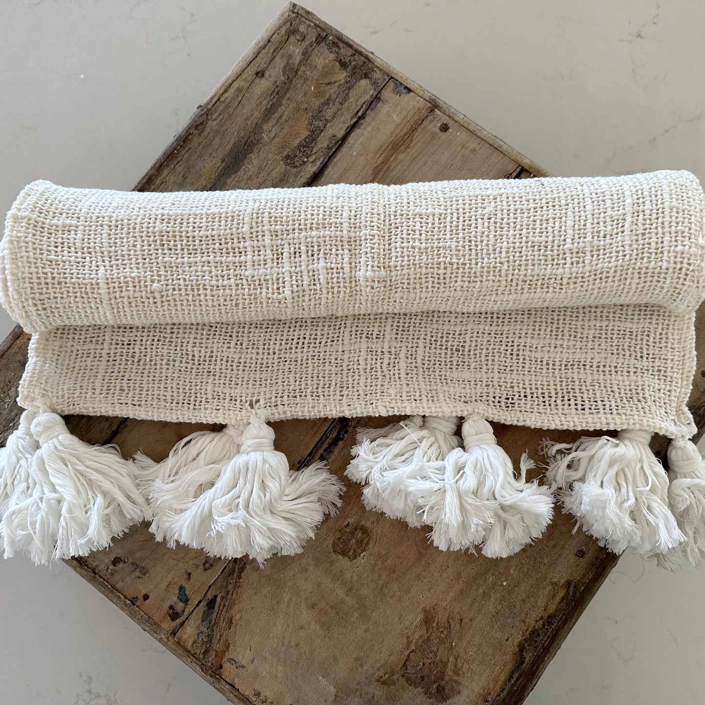 Islands Natural Cotton Table Runner | TASSELS