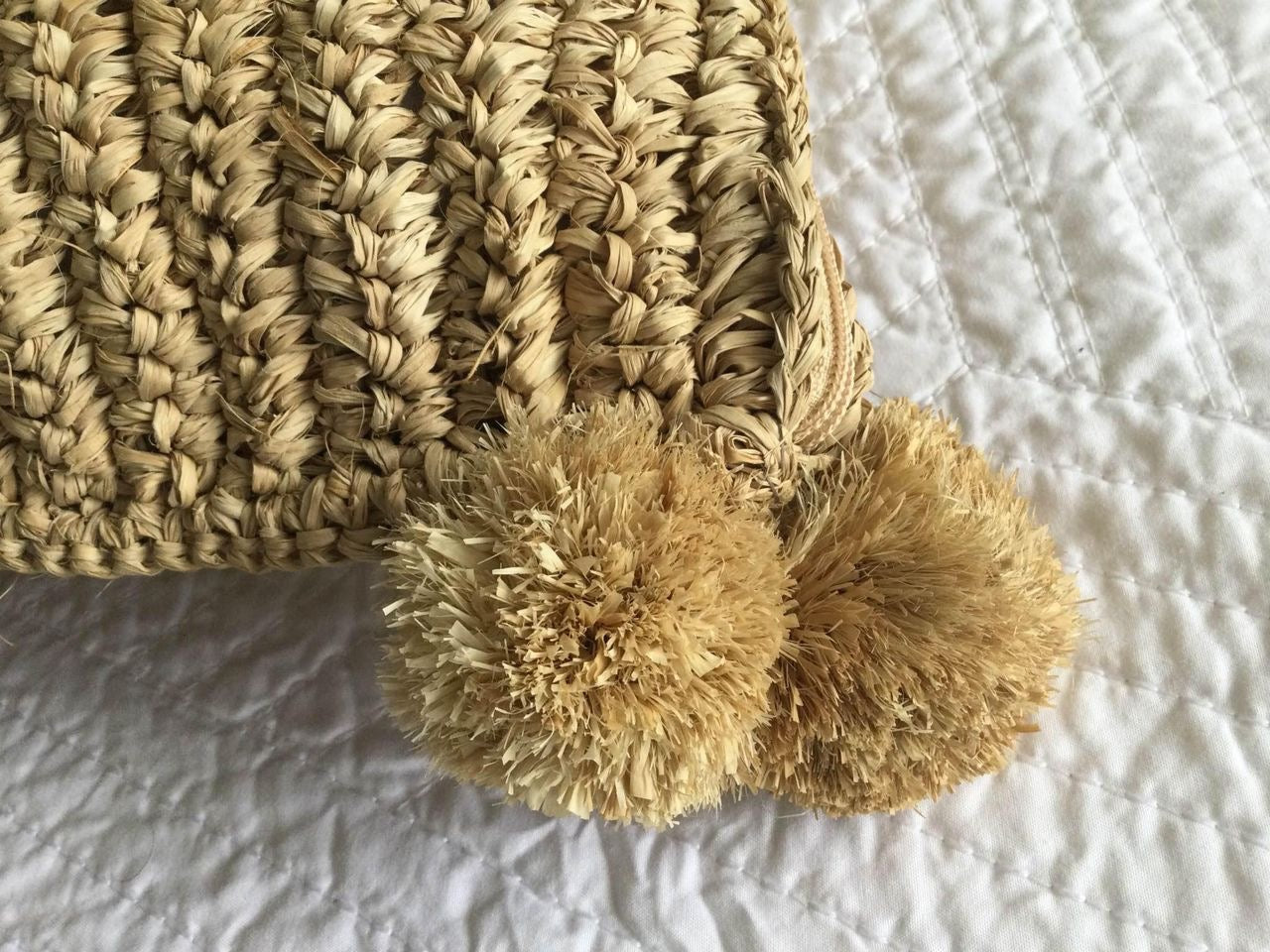 Raffia Cushion Cover | Pom Pom | Natural | Round | Square