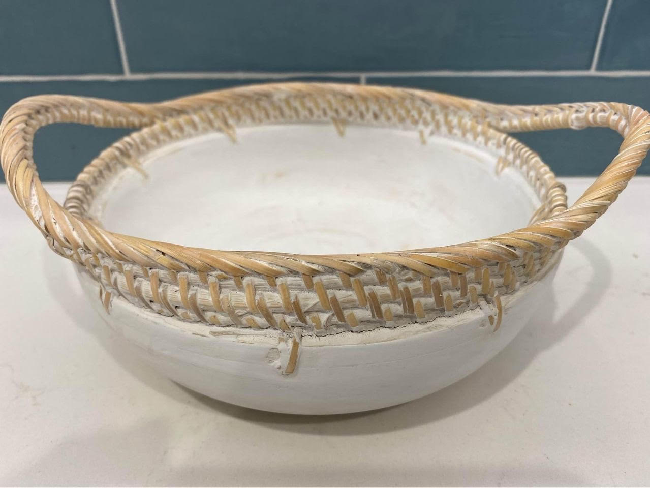 Sylvie Wood and Rattan Rustic Bowl | 3 Sizes | Style 1