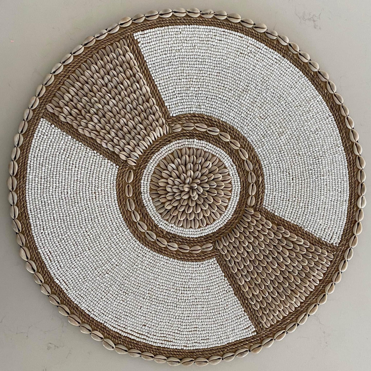 Boho Cowrie Rope and Beaded Wall Hanging | Disk | ONLY 1 LEFT