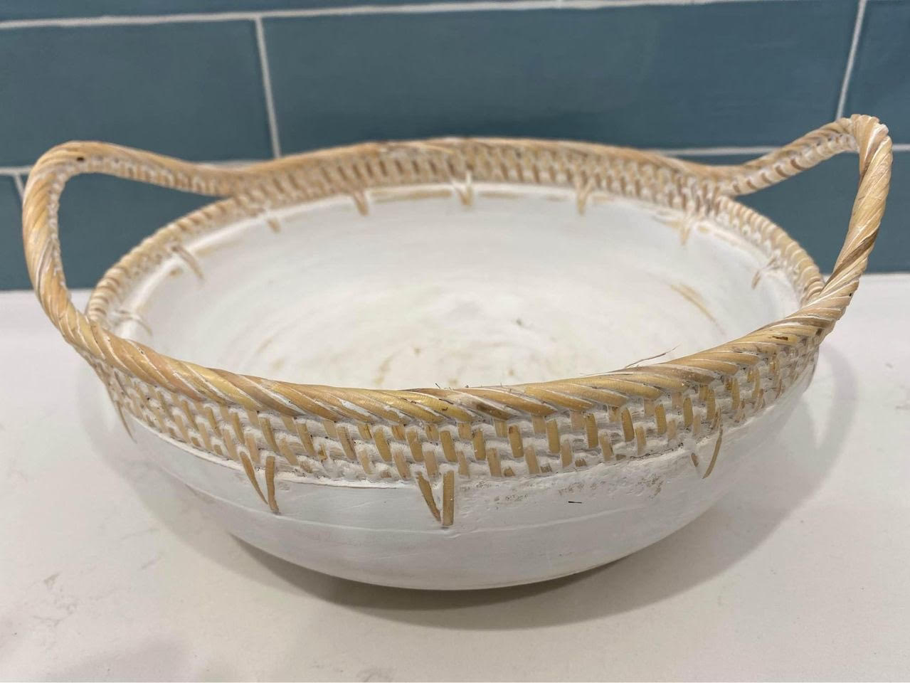 Sylvie Wood and Rattan Rustic Bowl | 3 Sizes | Style 1