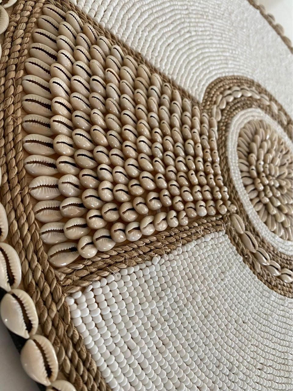 Boho Cowrie Rope and Beaded Wall Hanging | Disk | ONLY 1 LEFT