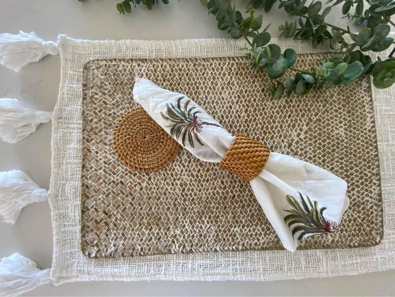 Rattan Placemat LONG WEAVE | White Washed